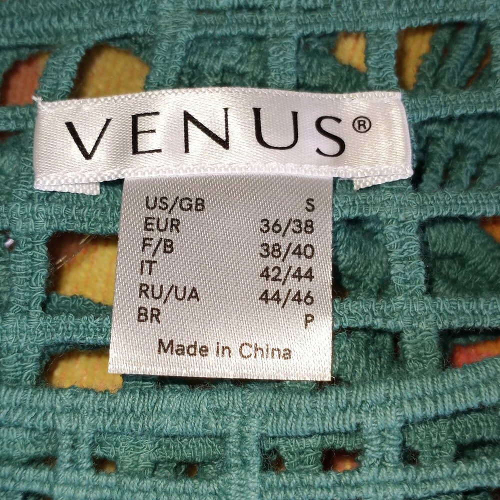 Trendy teal Boho open crochet top shirt cover up - Picture 5 of 15